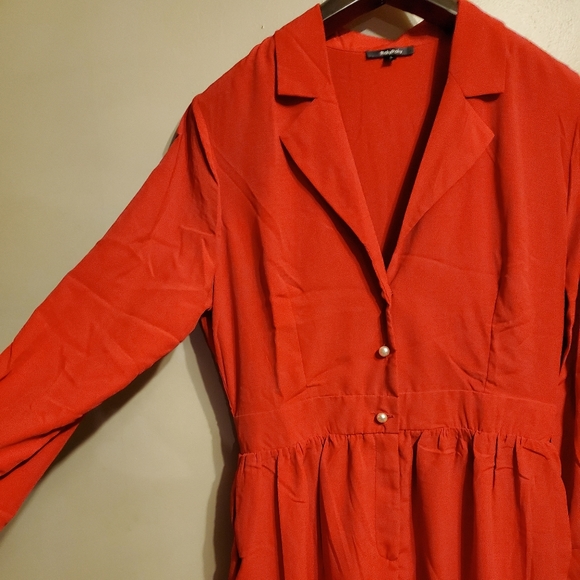 NWT - Red Linen Long sleeve Button up Romper S-M-L - Picture 7 of 8